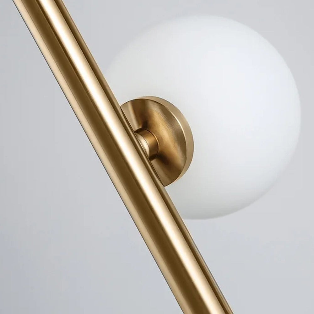 Lampadaire tige et 9 globes de verre, H 165 cm – Ostende, vue de détail