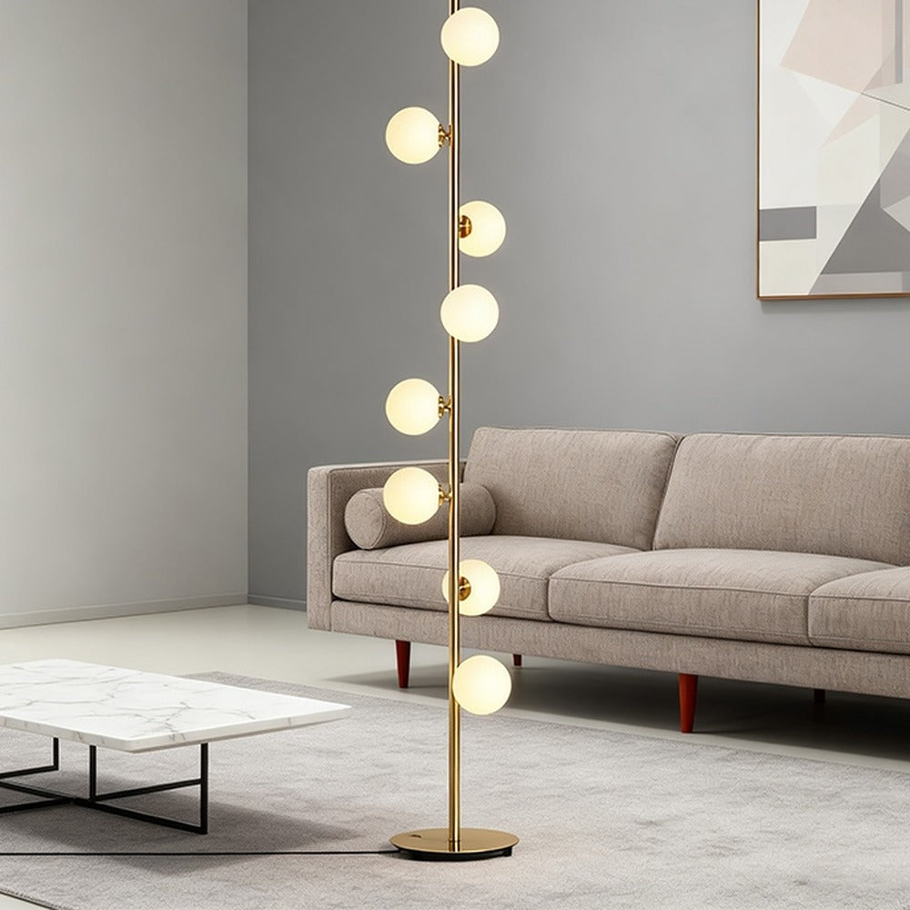 Lampadaire tige et 9 globes de verre, H 165 cm – Ostende dans un intérieur