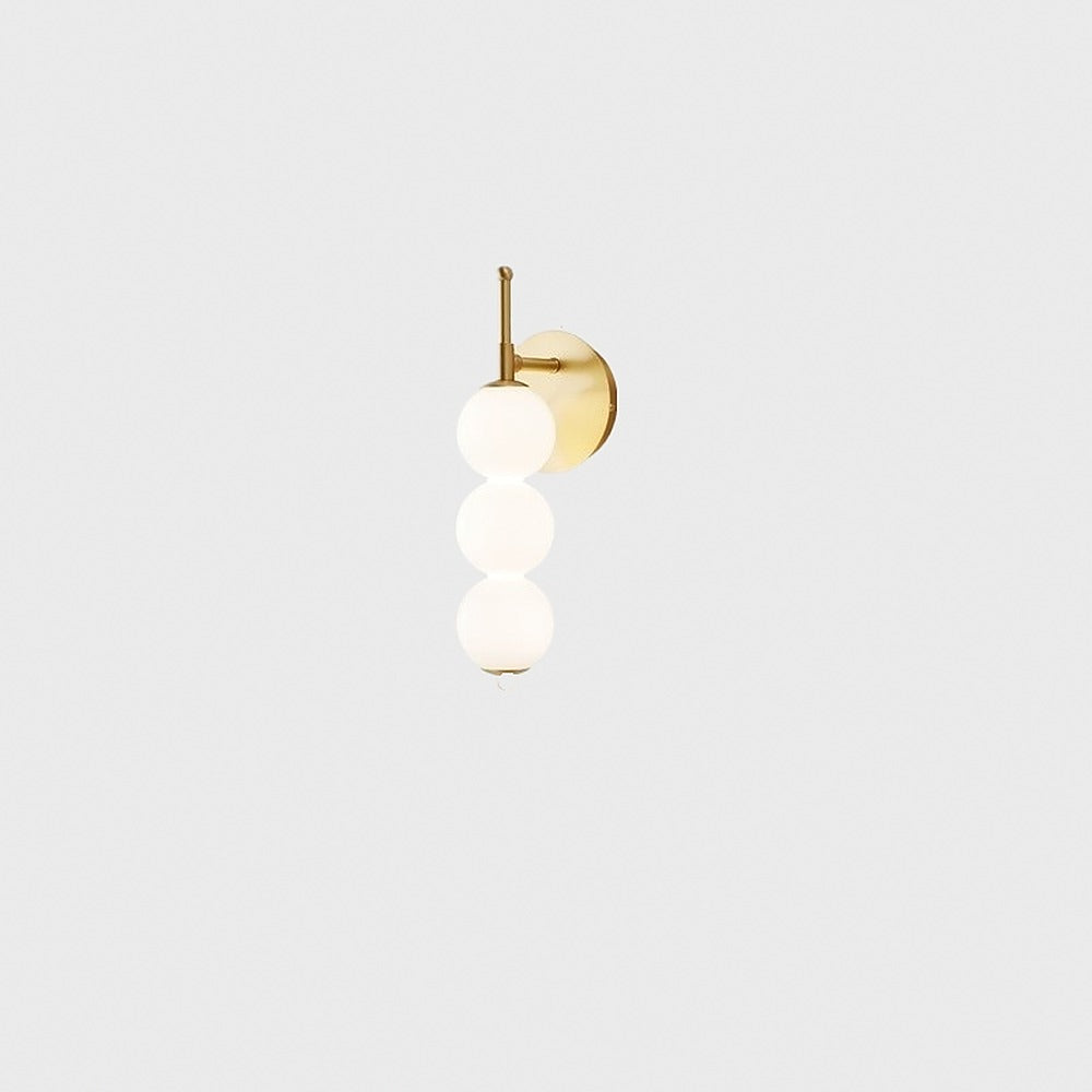 Applique colonne de globes opalins, dorée ou noire – Pézenas, finition doré, 3 globes