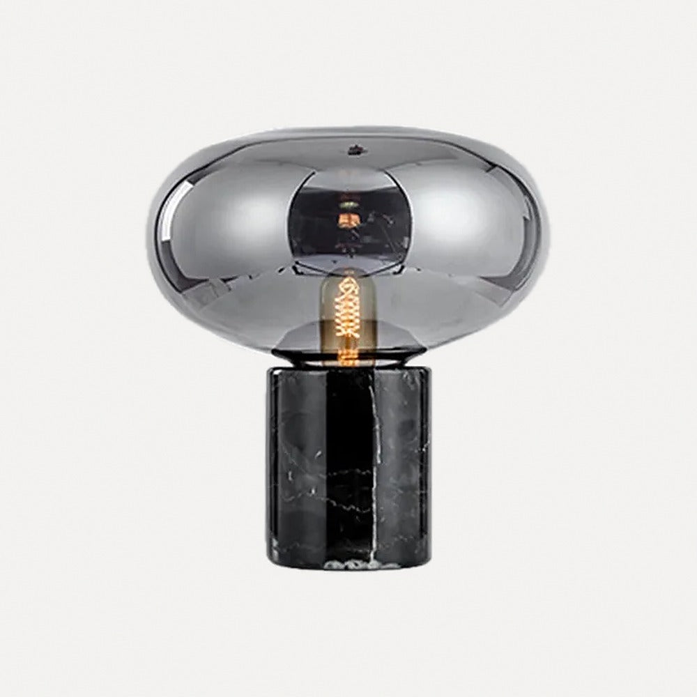 Lampe champignon, pied en marbre et verre ambré ou fumé – Pitigliano, finition verre fumé, petite (H 24 cm)
