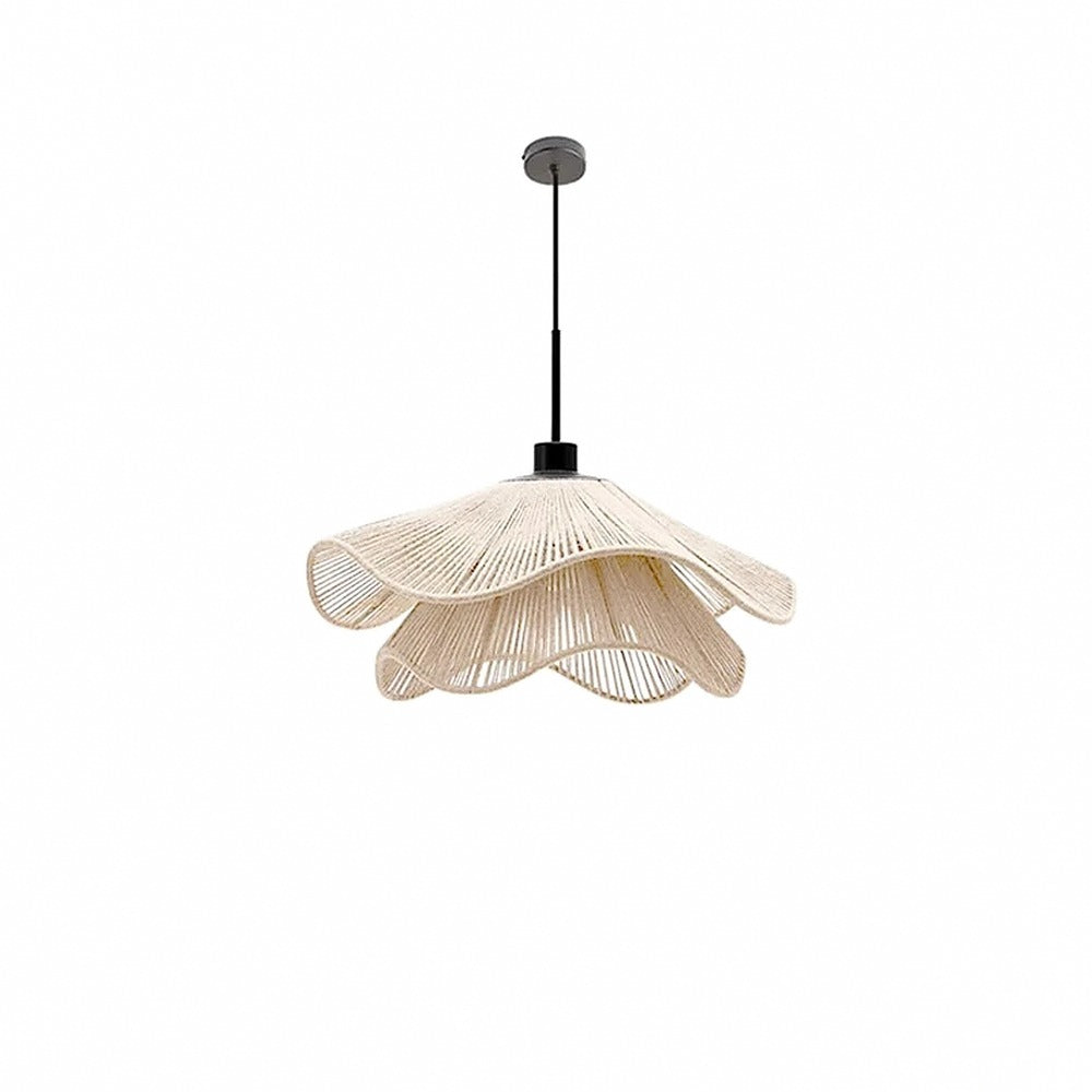 Suspension corolle en corde de chanvre tressée – Pollença, finition beige, Ø 50 cm / Blanc chaud