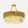Lustre cristal et acier doré, Ø 40 ou 55 cm – Pompadour, modèle rond, Ø 40 cm