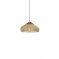 Suspension en rotin tressé et bois, style bohème – Ramatuelle, finition ombrelle 40 × 19 cm / Sans ampoule / Expédié d'Europe