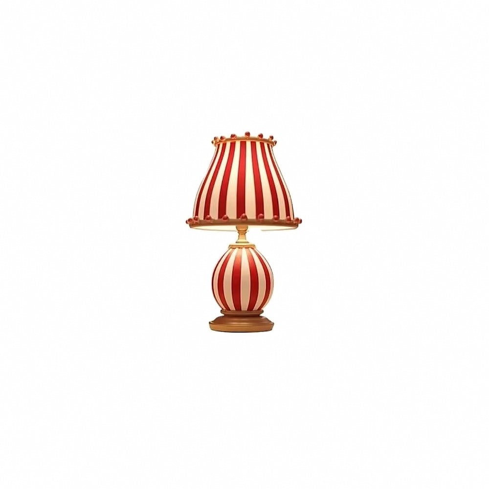 Suspension cloche en verre rayé rouge et blanc – Rapallo, sur fond blanc