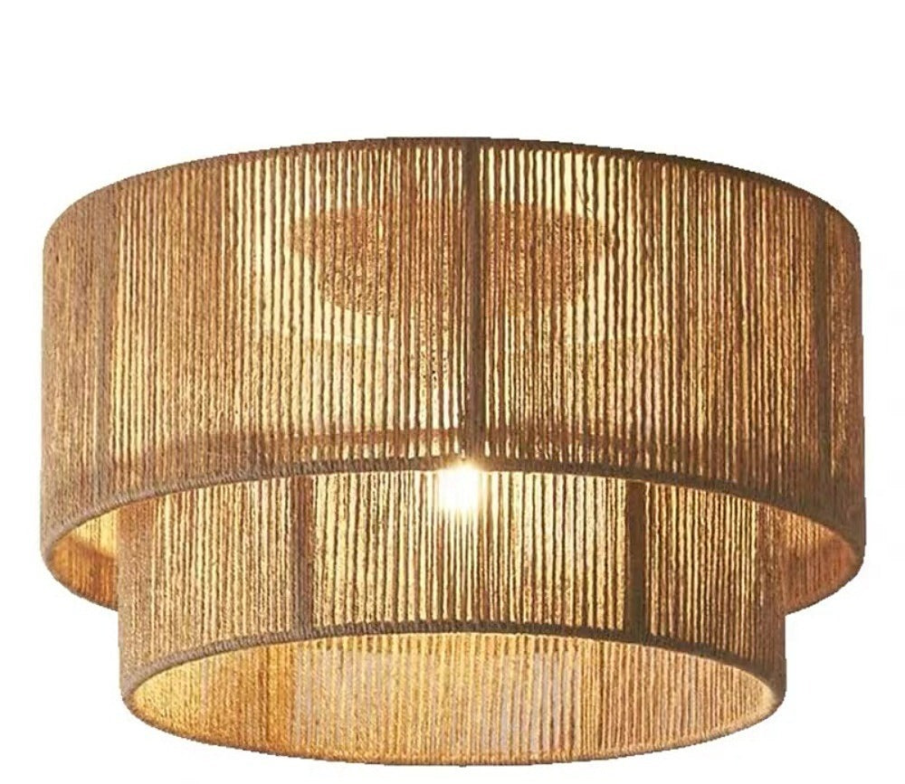Plafonnier double en corde de chanvre, Ø 45 cm – Saorge, sur fond blanc