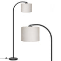 Lampadaire col de cygne, abat-jour en lin, tête pivotante – Sare, sur fond blanc