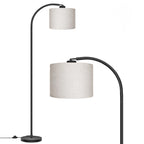 Lampadaire col de cygne, abat-jour en lin, tête pivotante – Sare, sur fond blanc