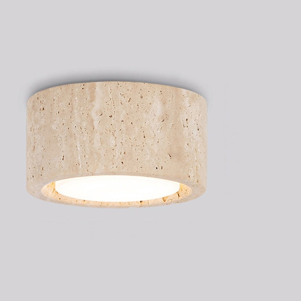 Petit plafonnier effet pierre jaune, Ø 11 cm – Saumane, sur fond clair