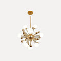 Lustre Spoutnik doré à globes opalins, 11 à 18 lumières – Sceaux, modèle 11 globes