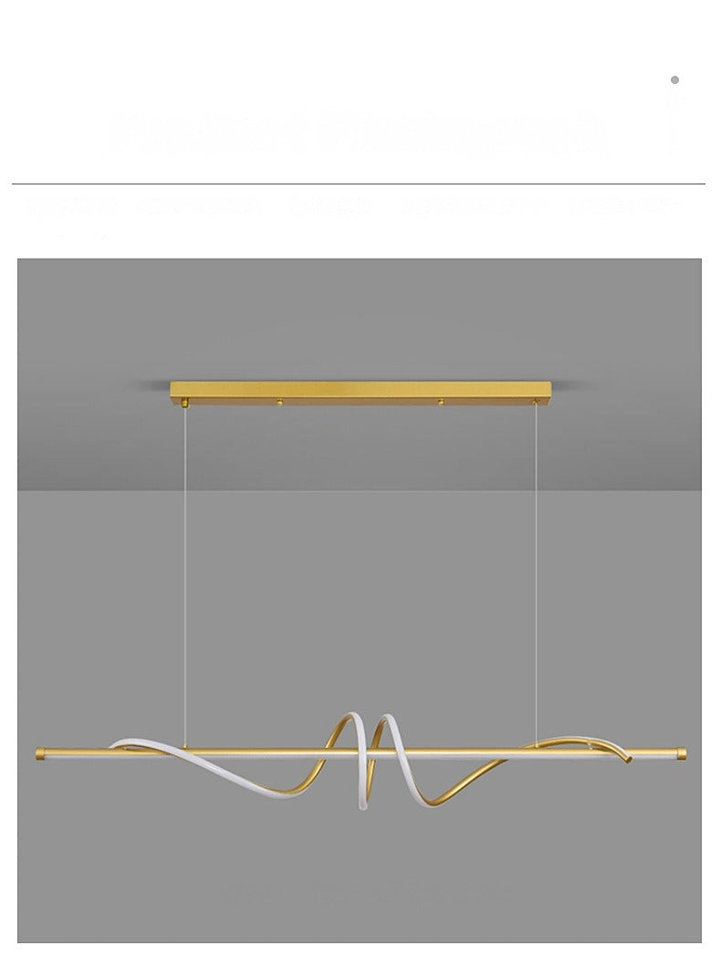 Lustre LED trait de lumière en vague, 100 ou 120 cm – Serrant, sur fond blanc
