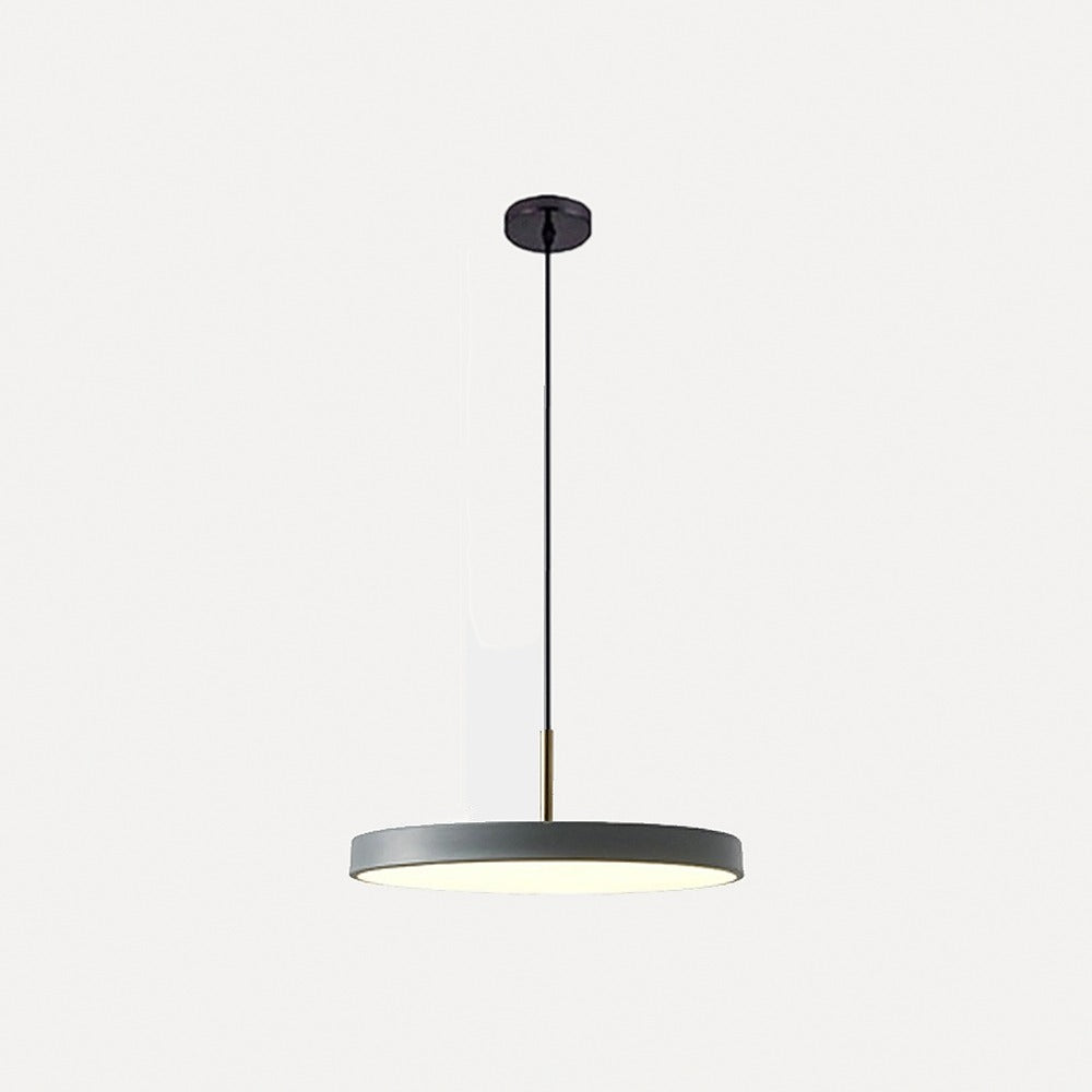 Suspension disque plat noir, blanc, gris ou bleu, LED – Seto, finition gris / Ø 23 cm