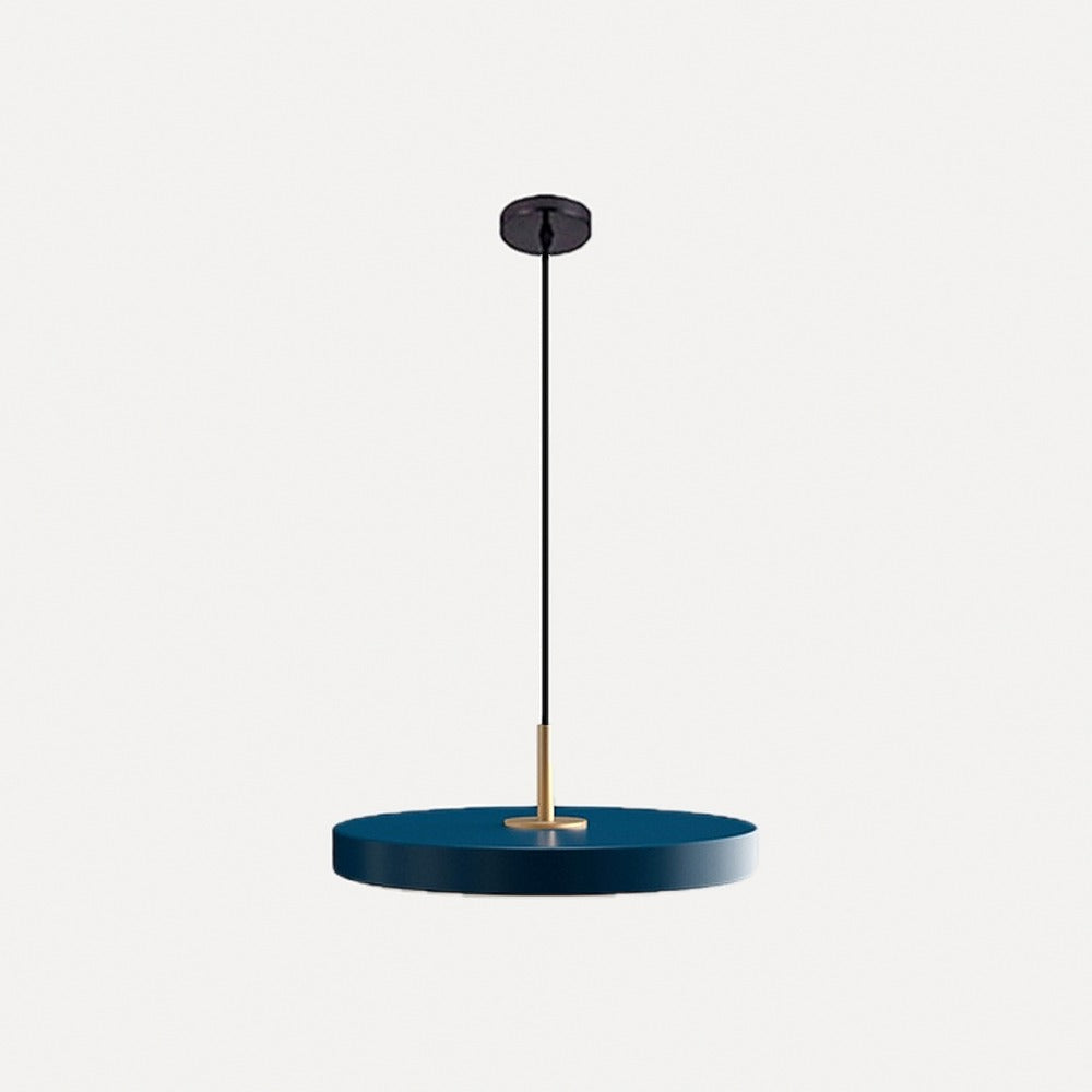 Suspension disque plat noir, blanc, gris ou bleu, LED – Seto, finition bleu pétrole / Ø 23 cm