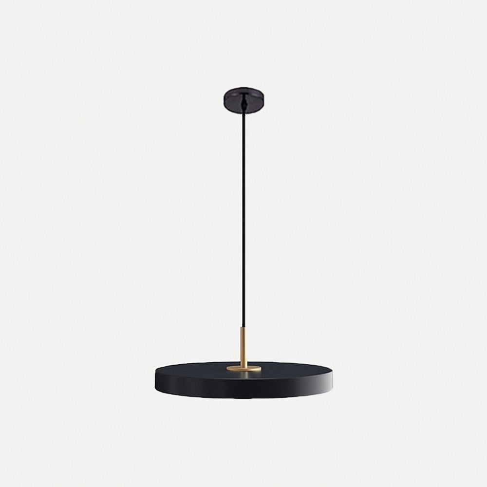 Suspension disque plat noir, blanc, gris ou bleu, LED – Seto, finition noir / Ø 23 cm