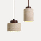 Suspension cylindre en travertin, esprit wabi-sabi – Shima, sur fond blanc