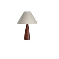 Lampe pied fuseau en bois et abat-jour en lin – Simiane, finition lampe à poser, H 40 cm