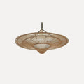 Suspension chapeau XXL en rotin tressé, bohème – Sóller, finition ø 60 cm / Brun