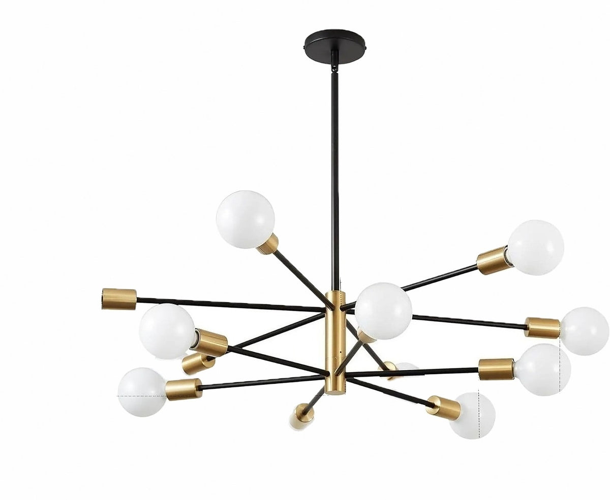 Suspension Spoutnik en métal, 4 à 12 lampes – Sorrento, finition 12 lampes / Doré