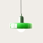 Suspension en verre coloré rétro – Positano, finition vert et vert sapin / Blanc chaud