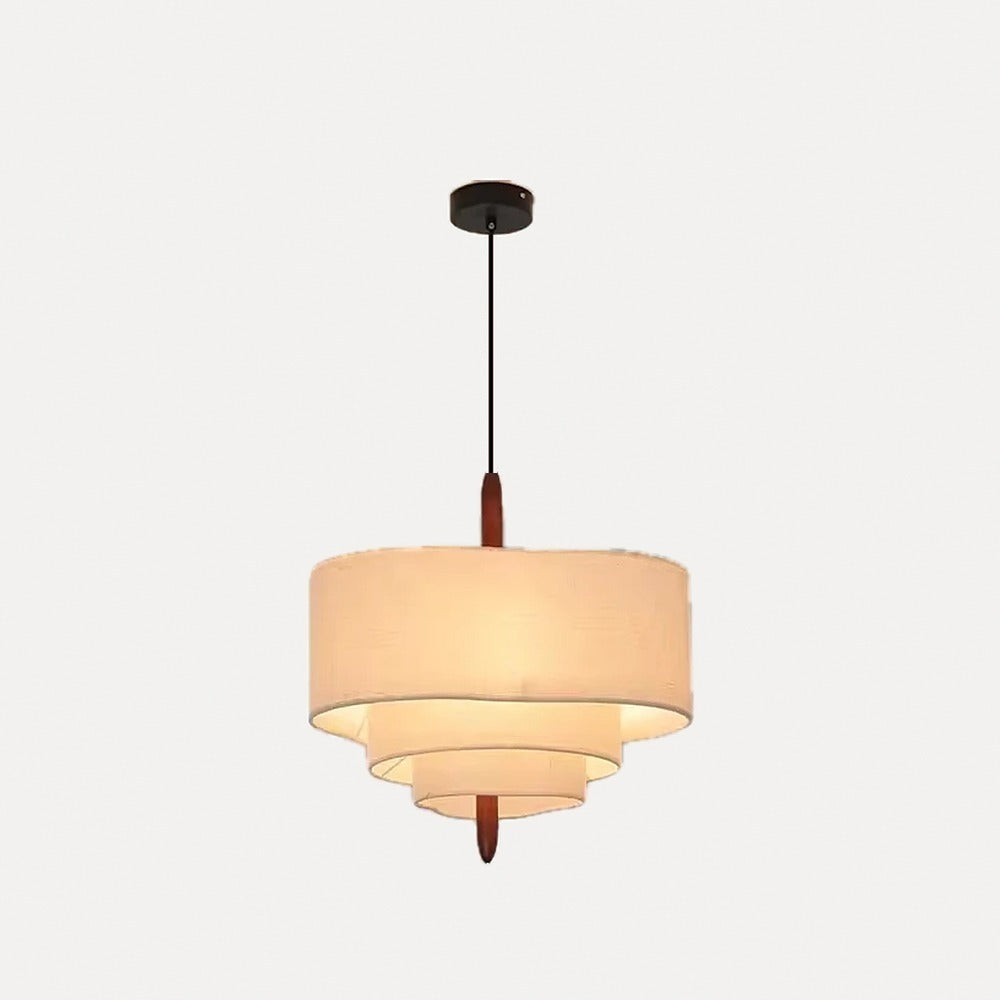 Suspension étagée en tissu aspect lin – Takayama, finition ø 58 cm / Blanc chaud