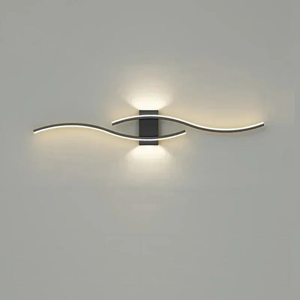 Applique LED vague horizontale, doré, noir ou blanc – Talmont, finition noir, 80 cm