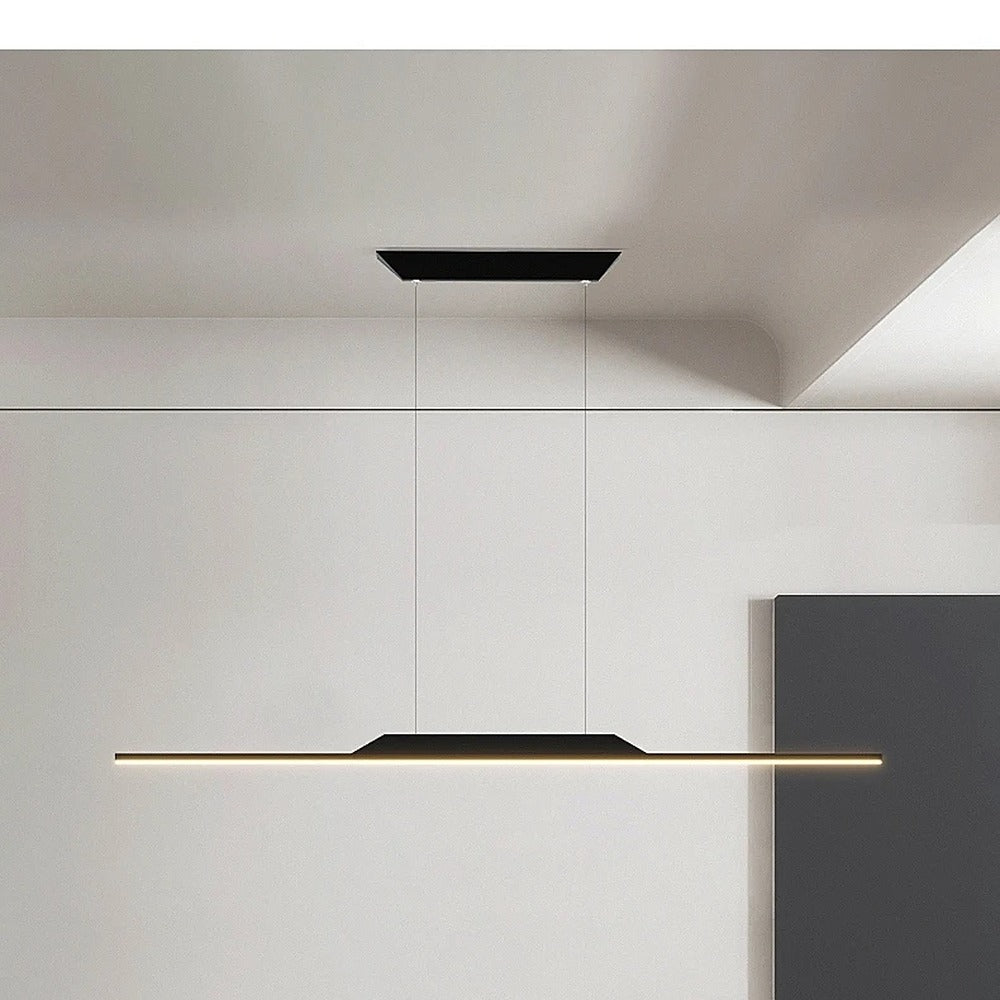 Lustre arc de lumière LED, 100 ou 120 cm, télécommande – Tanlay dans un intérieur