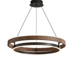 Suspension anneau LED effet bois et noir – Taormina, sur fond blanc