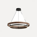 Suspension anneau LED effet bois et noir – Taormina, finition ø 60 cm / Trois teintes de blanc / Effet bois et noir