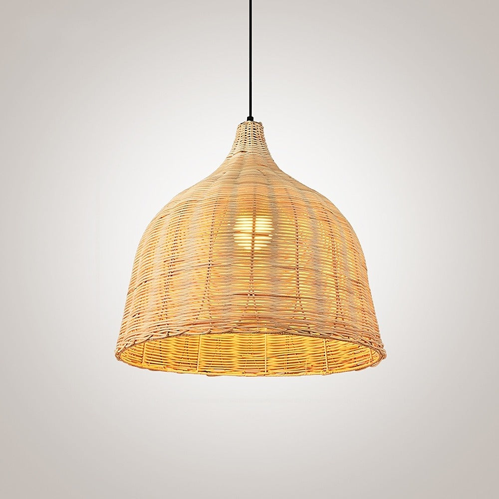 Suspension cloche en rotin tressé bohème – Tavira, finition rotin naturel Ø 45 cm