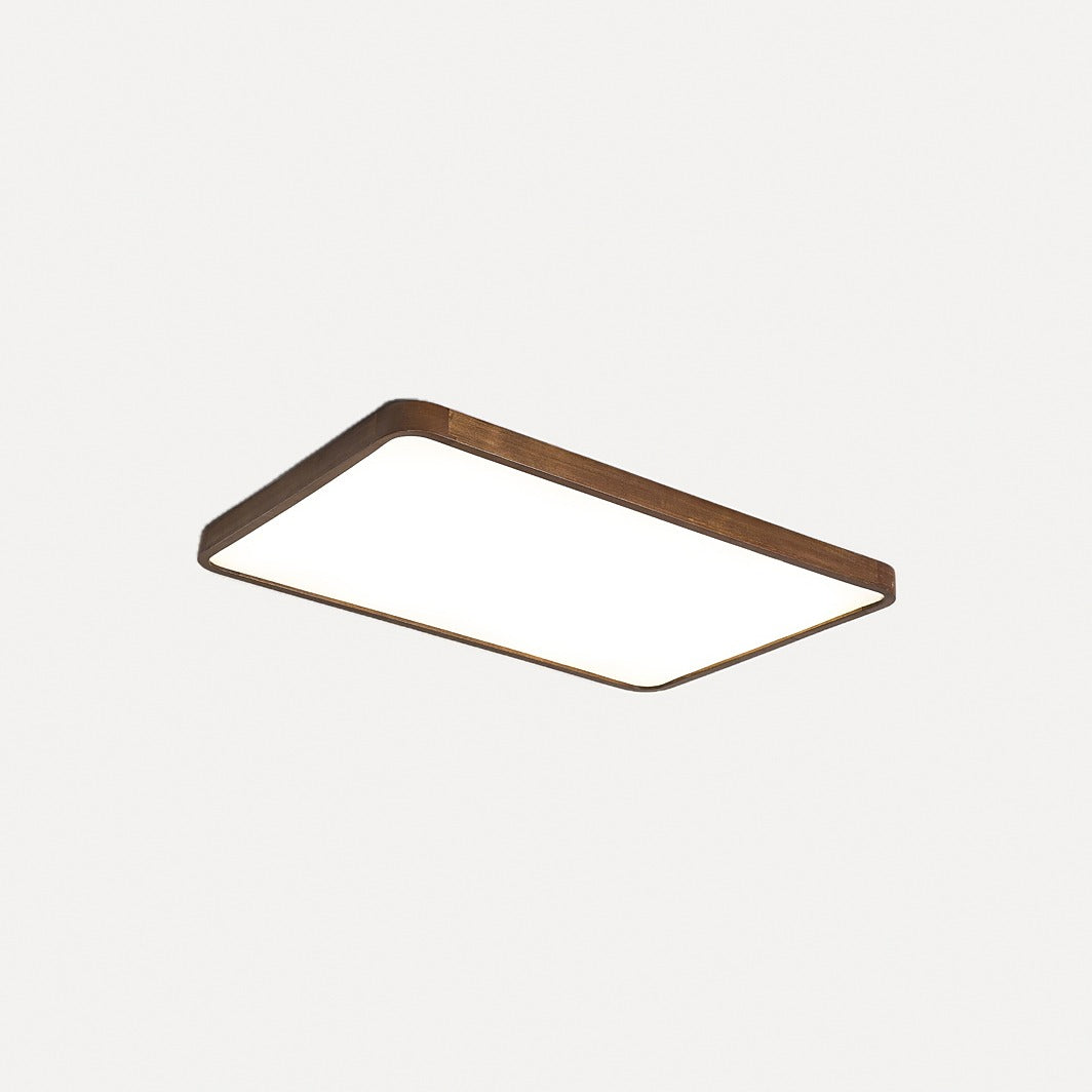 Plafonnier extra-plat cerclé de noyer, rond ou carré – Trouville, finition rectangle, 90 × 60 cm
