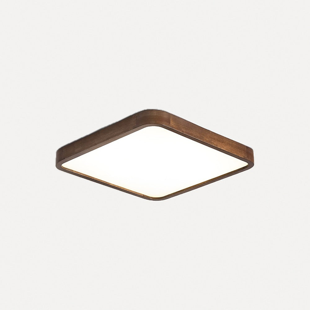 Plafonnier extra-plat cerclé de noyer, rond ou carré – Trouville, finition carré, 50 × 50 cm