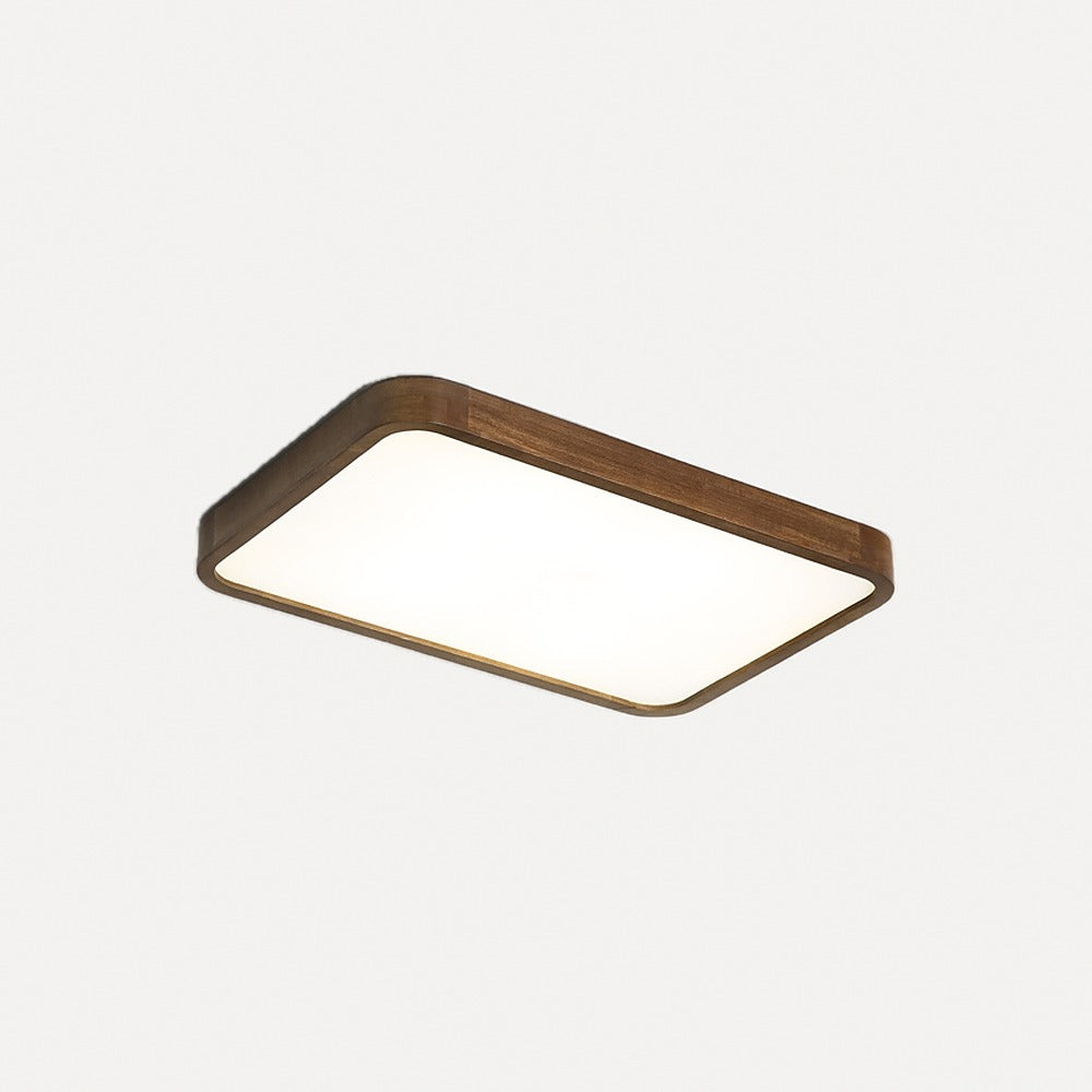 Plafonnier extra-plat cerclé de noyer, rond ou carré – Trouville, finition rectangle, 60 × 40 cm