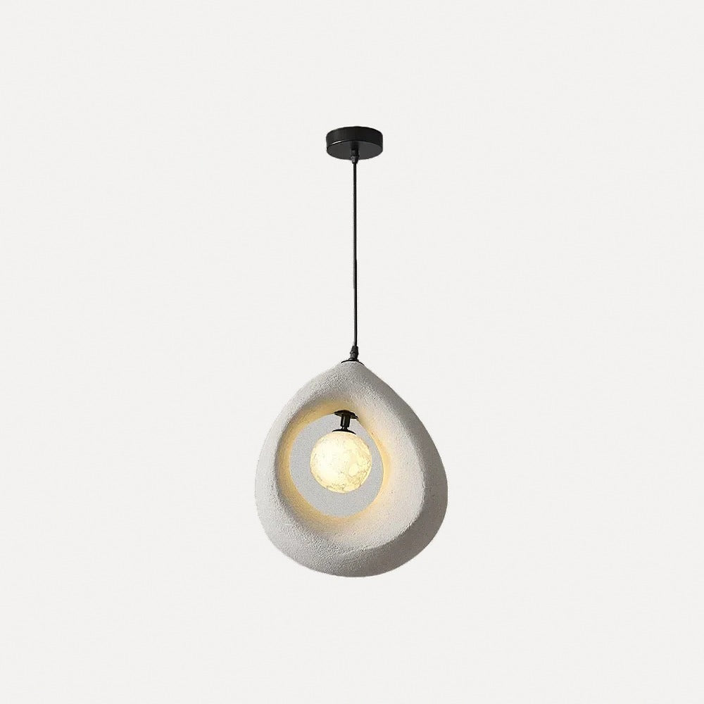 Suspension galet ajouré et globe opalin, blanc ou gris – Uchiko, finition gris, modèle A