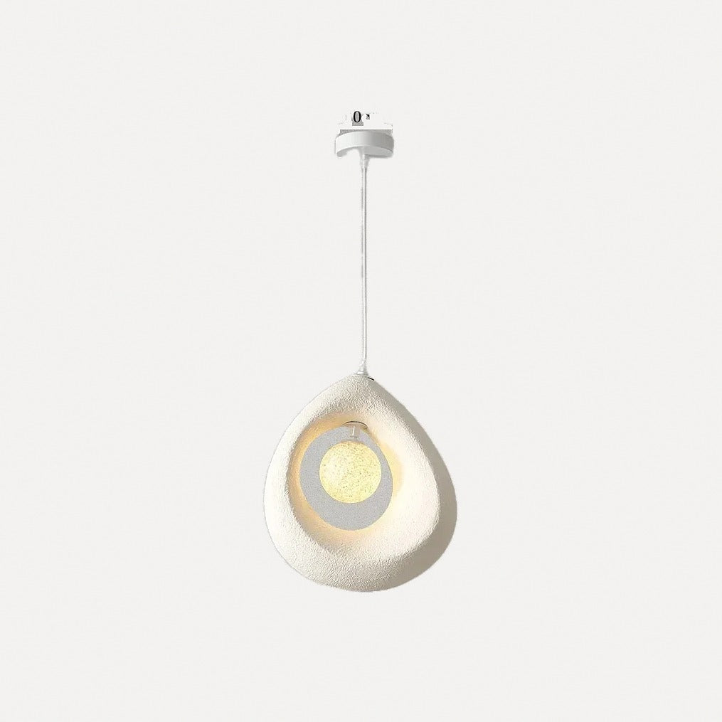 Suspension galet ajouré et globe opalin, blanc ou gris – Uchiko, finition blanc, modèle B