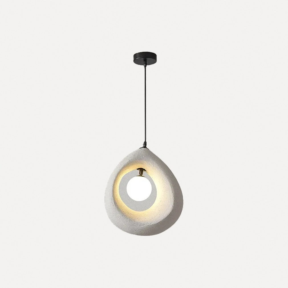 Suspension galet ajouré et globe opalin, blanc ou gris – Uchiko, finition gris, modèle C