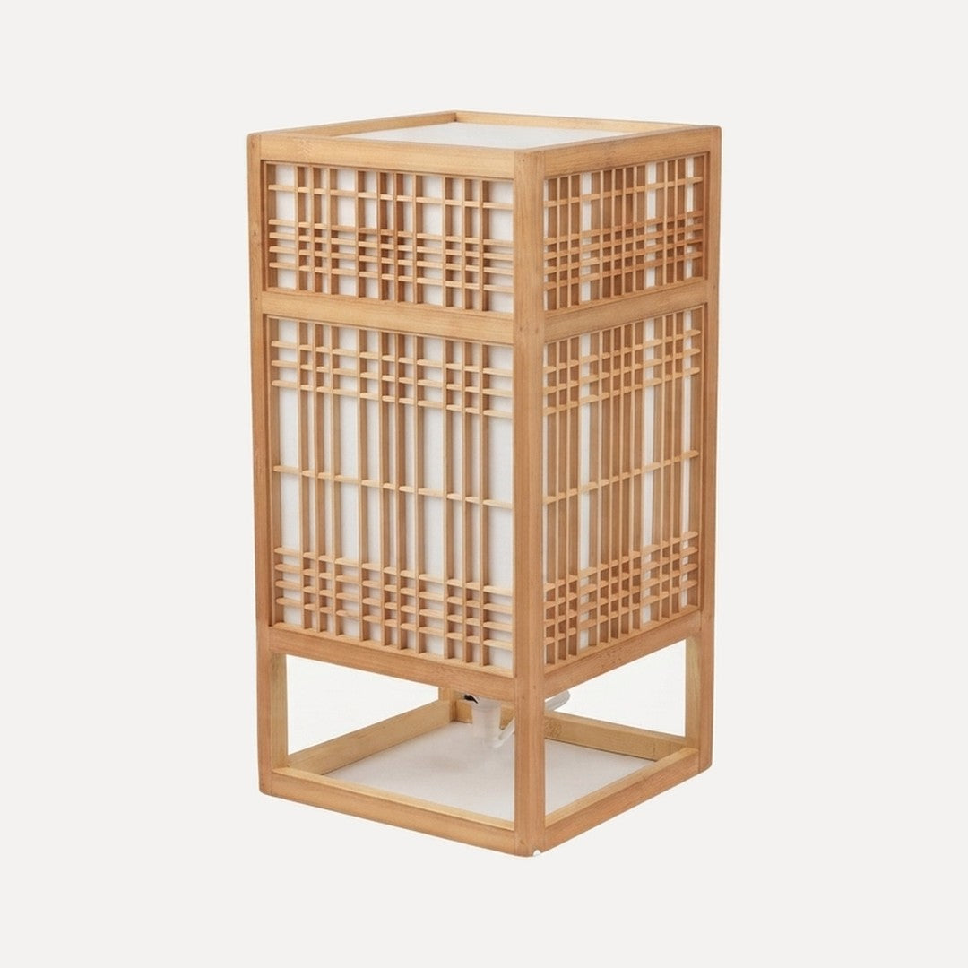 Tsumago, lampe lanterne japonaise en bambou et papier, Lanterne haute à double croisillon