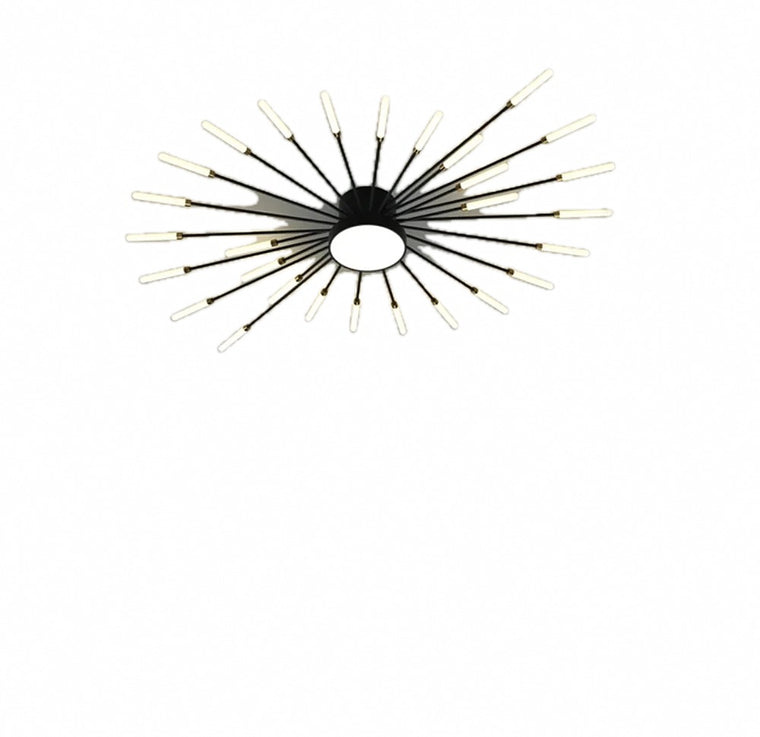 Plafonnier LED feu d'artifice, doré ou noir – Valensole, finition cœur lumineux, noir, 28 branches, Ø 105 cm