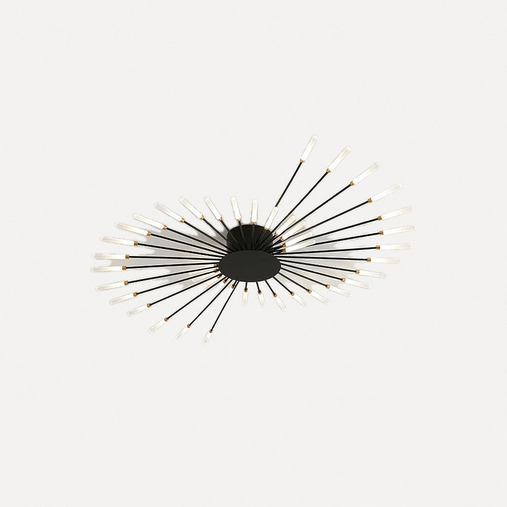 Plafonnier LED feu d'artifice, doré ou noir – Valensole, finition cœur noir, 42 branches, Ø 128 cm