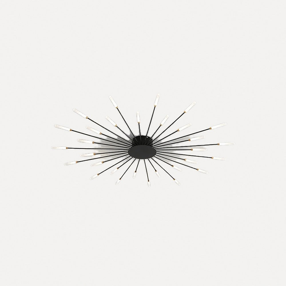 Plafonnier LED feu d'artifice, doré ou noir – Valensole, finition cœur noir, 30 branches, Ø 128 cm