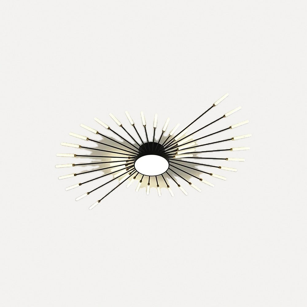 Plafonnier LED feu d'artifice, doré ou noir – Valensole, finition cœur lumineux, noir, 42 branches, Ø 128 cm