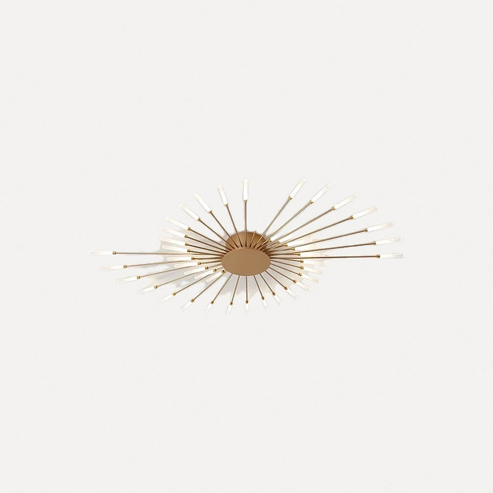 Plafonnier LED feu d'artifice, doré ou noir – Valensole, finition cœur cuivré, doré, 42 branches, Ø 128 cm