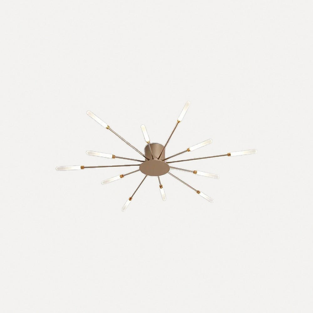 Plafonnier LED feu d'artifice, doré ou noir – Valensole, finition cœur cuivré, doré, 12 branches, Ø 80 cm
