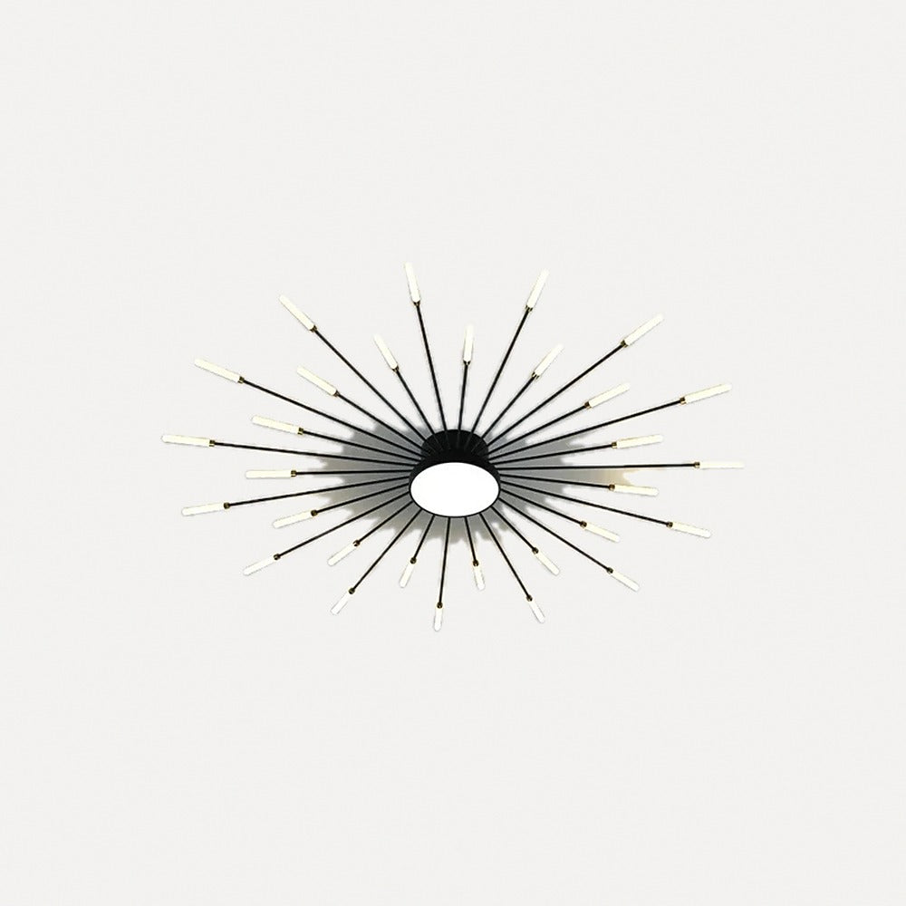 Plafonnier LED feu d'artifice, doré ou noir – Valensole, finition cœur lumineux, noir, 30 branches, Ø 128 cm