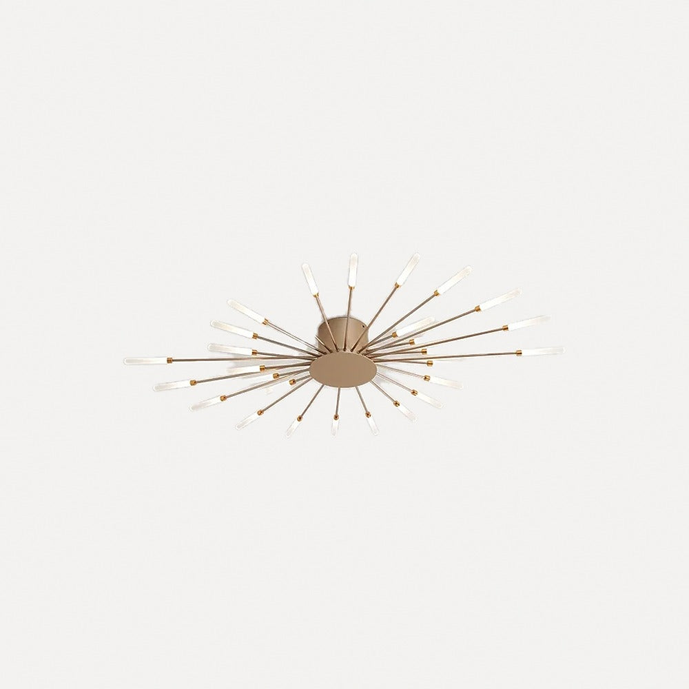 Plafonnier LED feu d'artifice, doré ou noir – Valensole, finition cœur cuivré, doré, 28 branches, Ø 105 cm