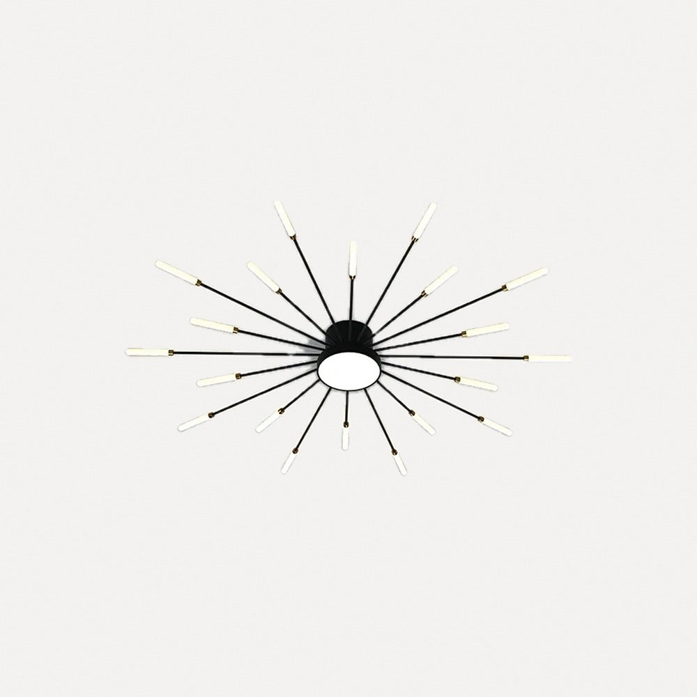 Plafonnier LED feu d'artifice, doré ou noir – Valensole, finition cœur lumineux, noir, 20 branches, Ø 105 cm