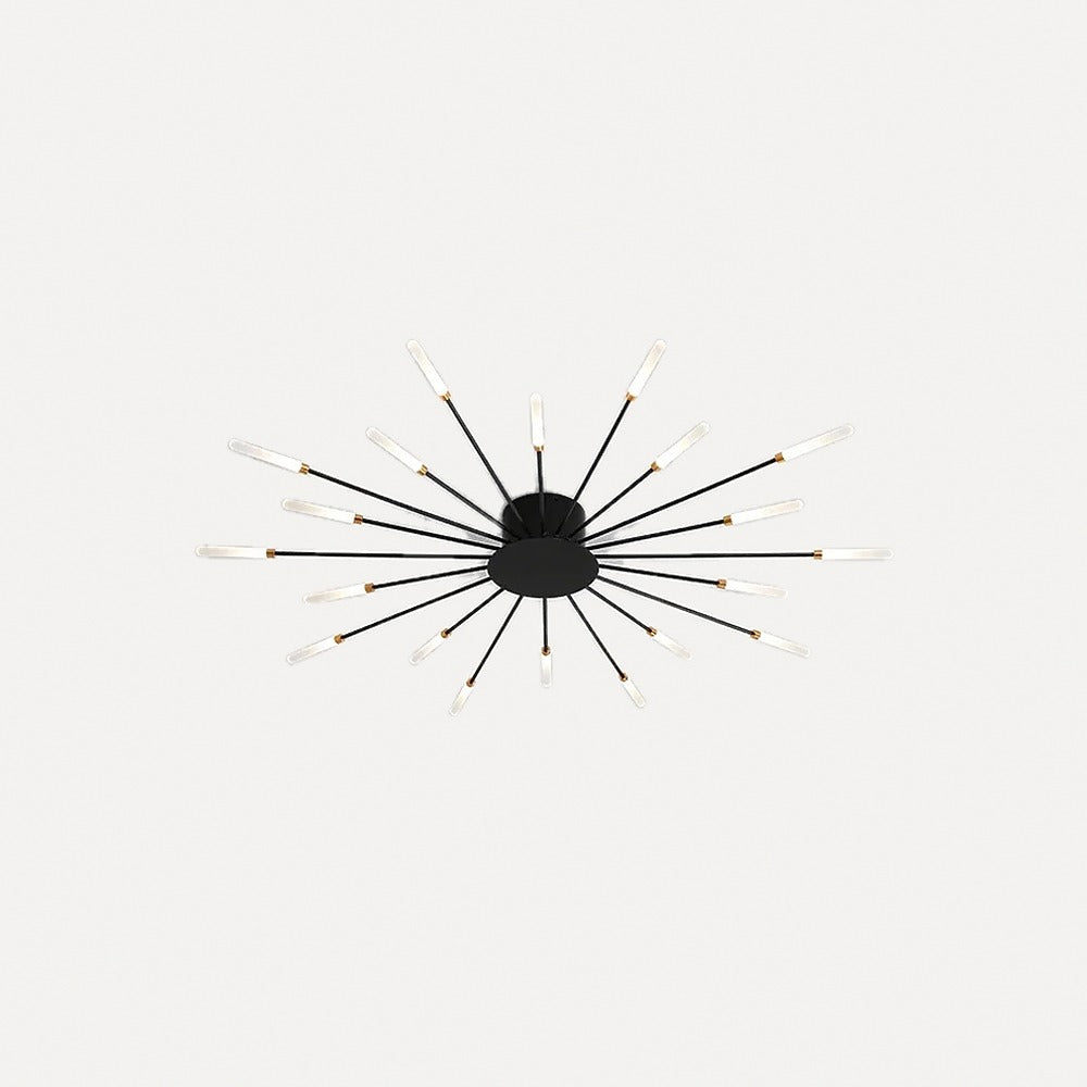 Plafonnier LED feu d'artifice, doré ou noir – Valensole, finition cœur noir, 20 branches, Ø 105 cm
