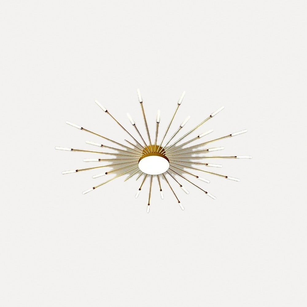 Plafonnier LED feu d'artifice, doré ou noir – Valensole, finition cœur lumineux, doré, 30 branches, Ø 128 cm