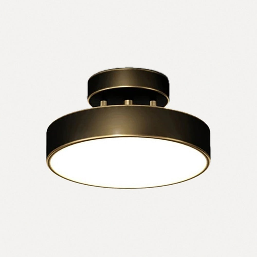 Plafonnier tambour en laiton, Ø 15 à 30 cm – Vaugirard, finition laiton noir, Ø 20 cm