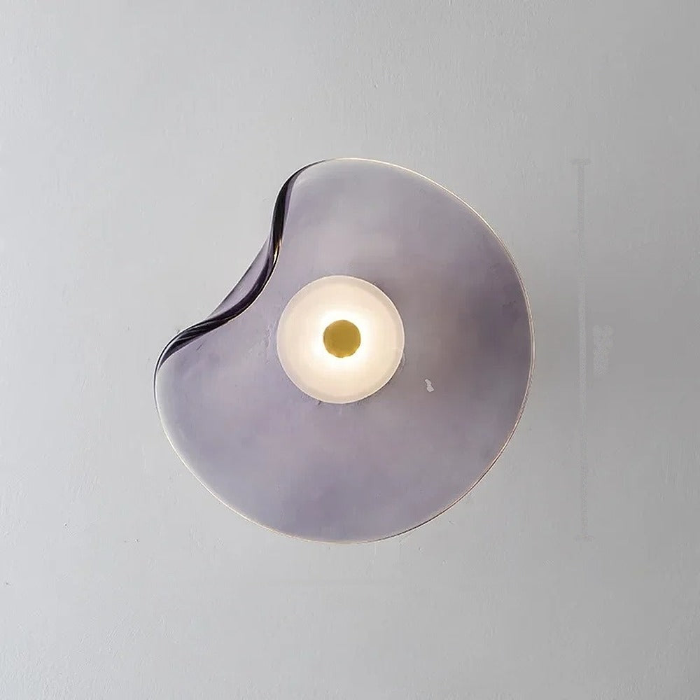 Applique disque de verre ondulé cognac, fumé ou lavande – Vejer, finition lavande, Ø 25 cm