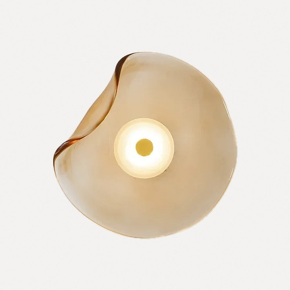 Applique disque de verre ondulé cognac, fumé ou lavande – Vejer, sur fond blanc