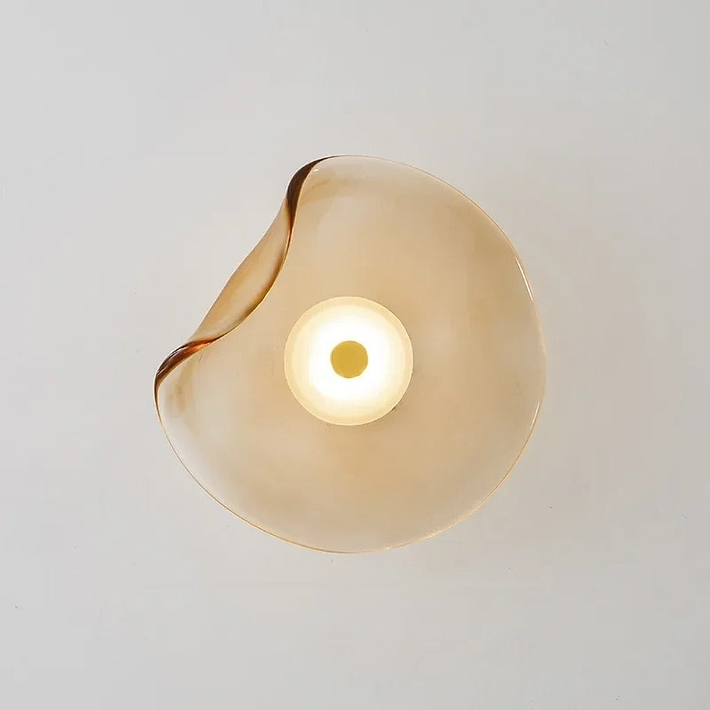 Applique disque de verre ondulé cognac, fumé ou lavande – Vejer, finition cognac, Ø 25 cm